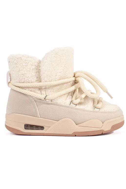 Beige Damen-Schneestiefel mit dicker... Beige Damen-Schneestiefel mit dicker...