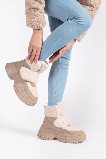 Beige Schneestiefel mit... 2