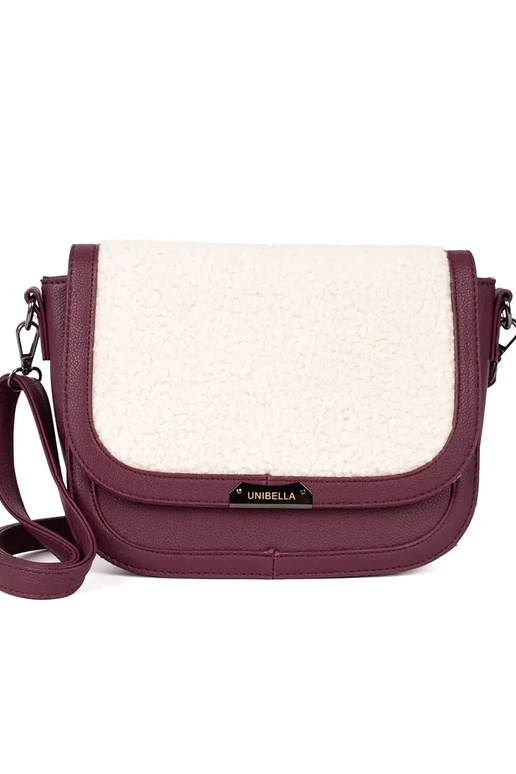 Burgunderfarbene Handtasche mit Pelz Burgunderfarbene Handtasche mit Pelz