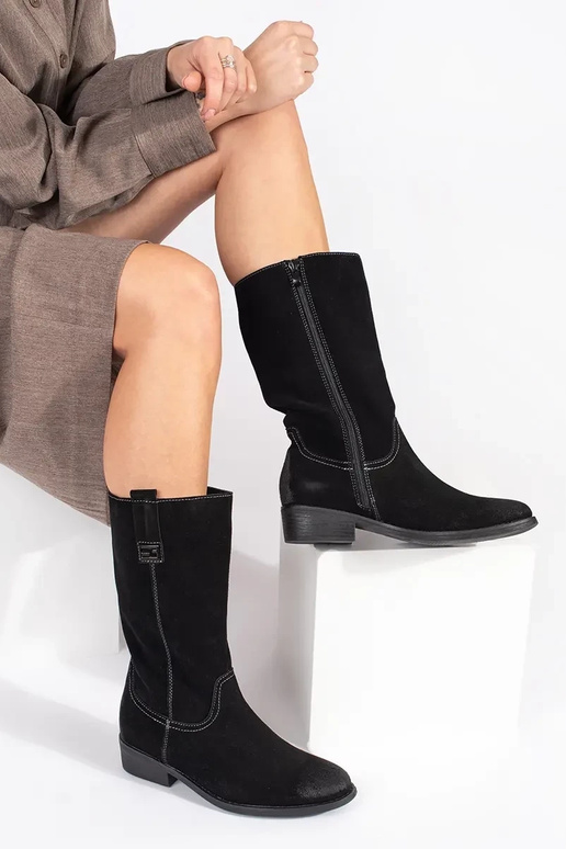 Schwarze lange Cowboy-Stiefel aus...