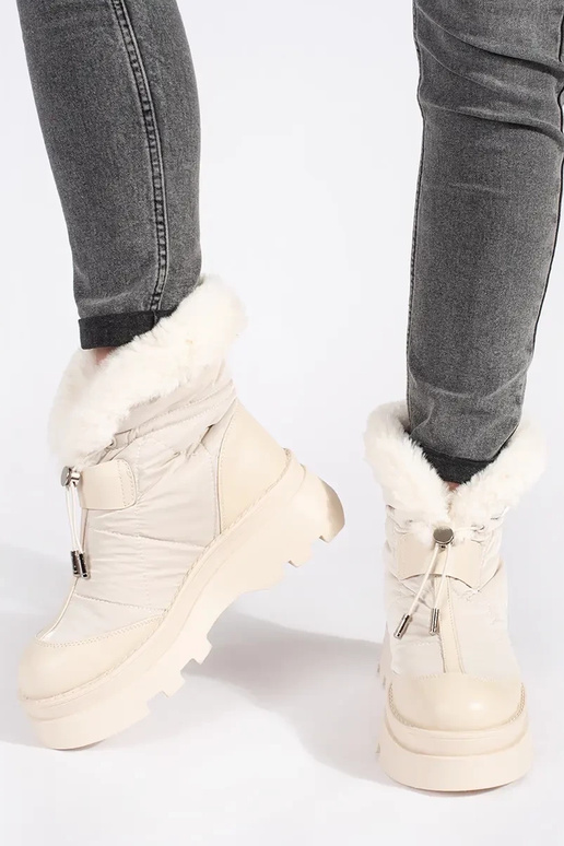 Beige Schneestiefel für Damen z...