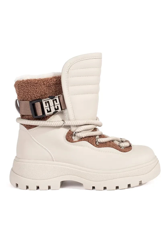 Beige Schneestiefel für Damen mit...