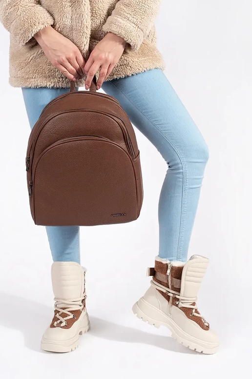 Beige Schneestiefel für Damen mit...