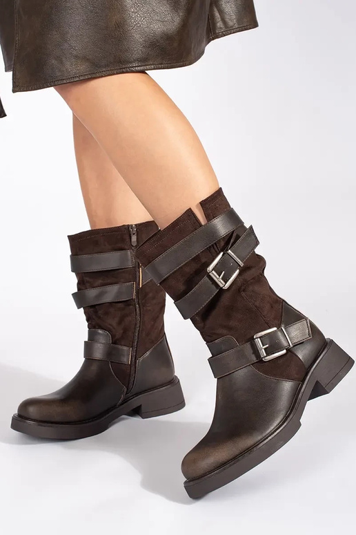 Braune Damen-Halbschuhe mit Schnallen