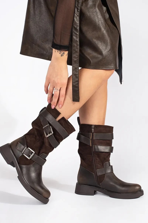 Braune Damen-Halbschuhe mit Schnallen