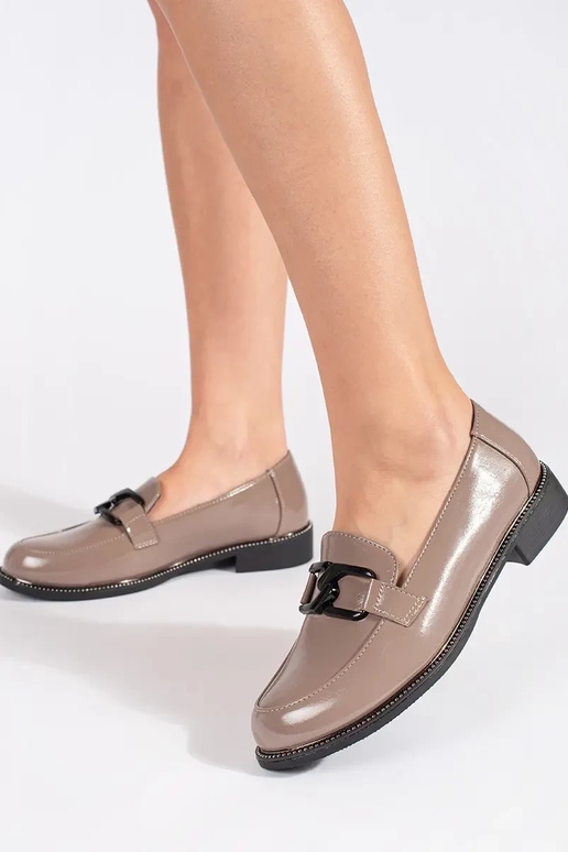 Beige Mokassins Mokassins ze skórzaną...