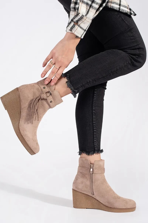 aus INildleder Beige Frauen Schuhe...