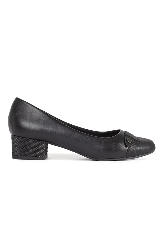 Schwarze Damen-Pumps mit niedriger Ferse