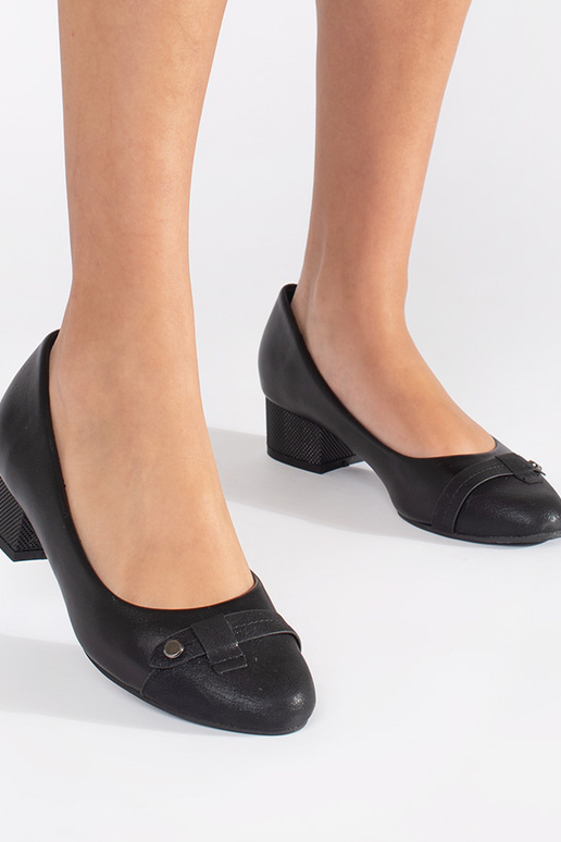Schwarze Damen-Pumps mit niedriger Ferse