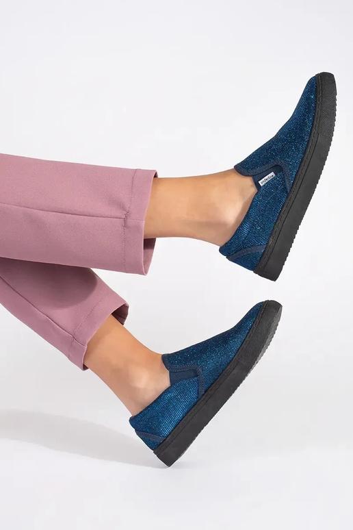 Blaue Glitzer-Slip-On-Schuhe Blaue Glitzer-Slip-On-Schuhe