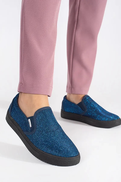 Blaue Glitzer-Slip-On-Schuhe Blaue Glitzer-Slip-On-Schuhe