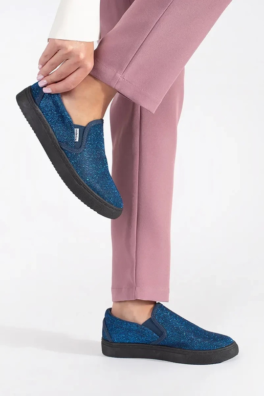 Blaue Glitzer-Slip-On-Schuhe Blaue Glitzer-Slip-On-Schuhe