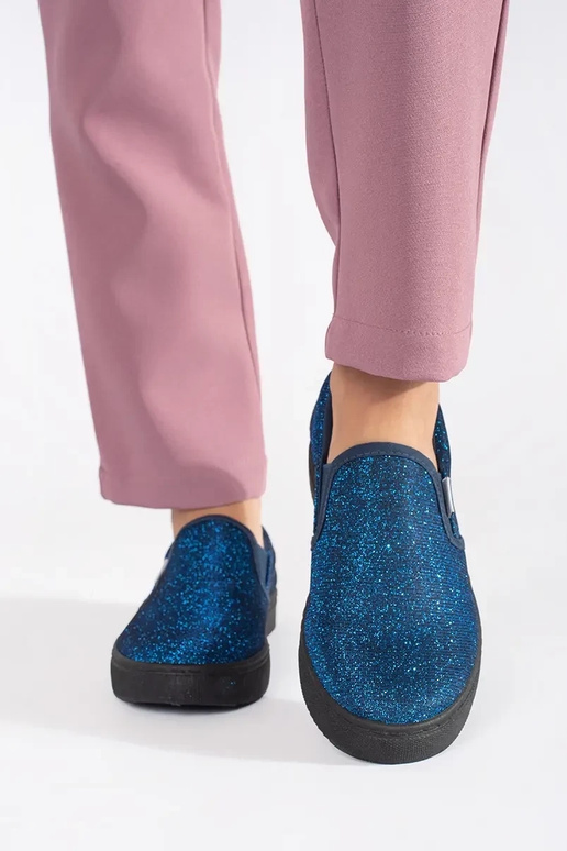 Blaue Glitzer-Slip-On-Schuhe Blaue Glitzer-Slip-On-Schuhe