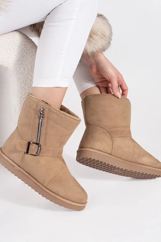 Elfenbeinfarbe Damen-Schneestiefel...