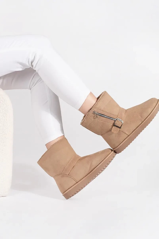 Elfenbeinfarbe Damen-Schneestiefel...