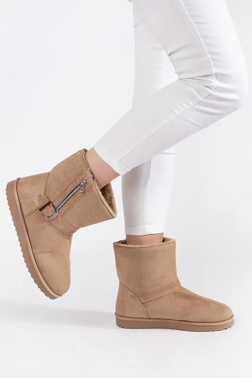 Elfenbeinfarbe Damen-Schneestiefel...