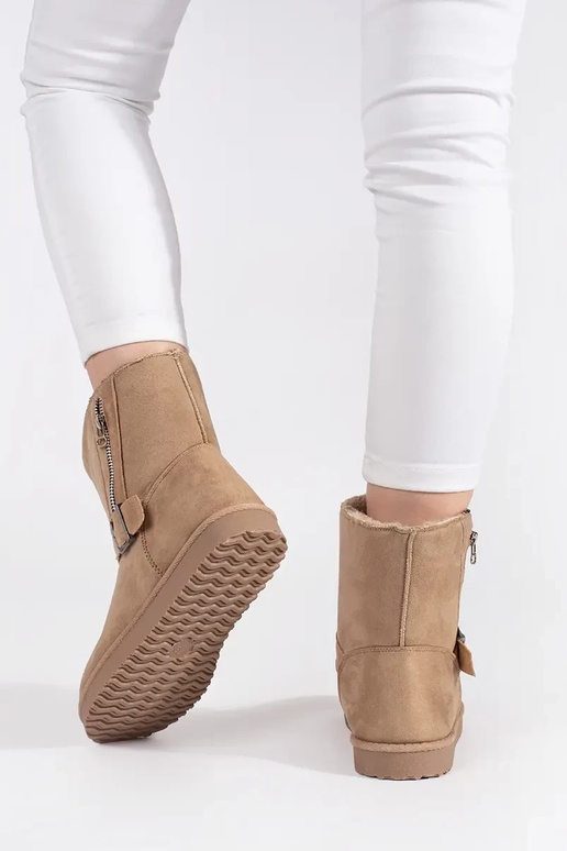 Elfenbeinfarbe Damen-Schneestiefel...