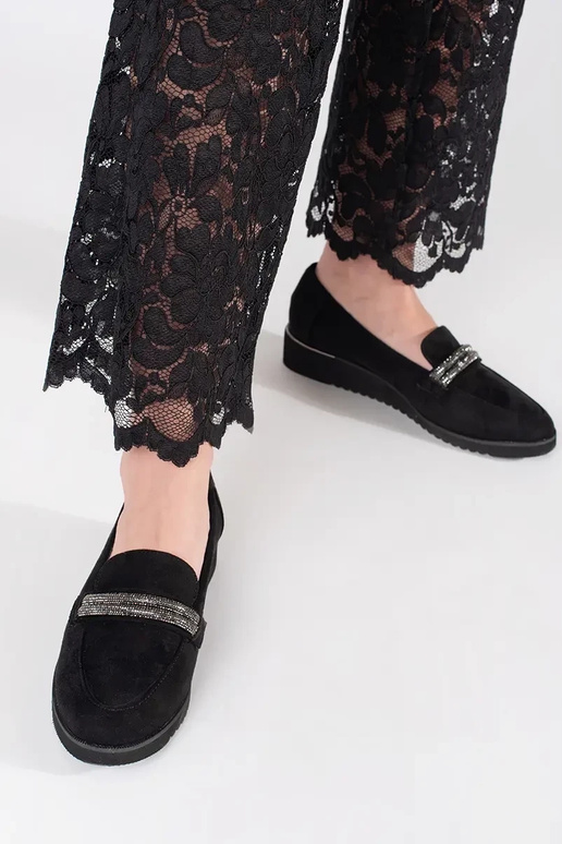 Schwarze Wildleder-Mokassins