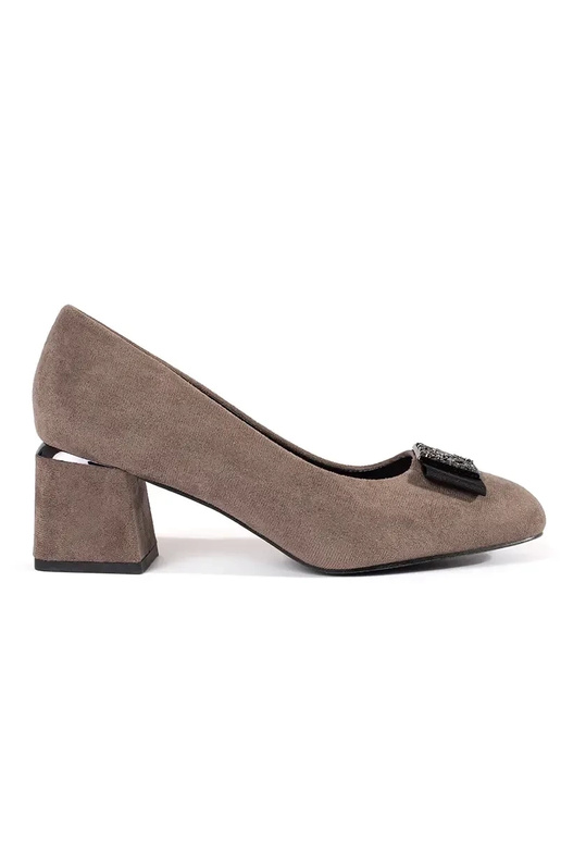 Beige Absatzschuhe mit Schleife