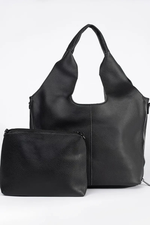 Schwarze große Handtasche aus Kunstleder