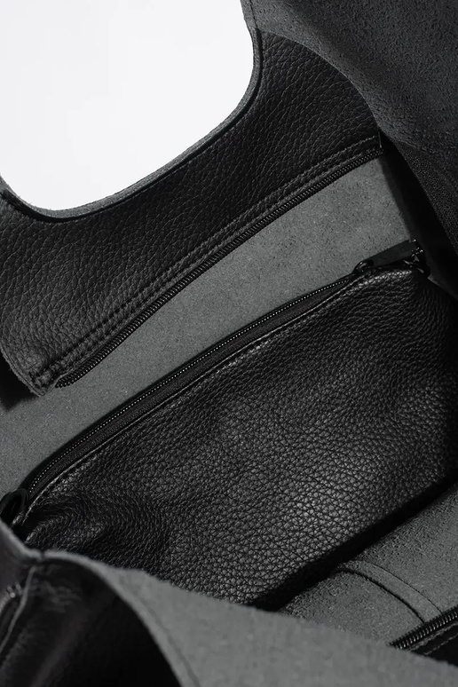 Schwarze große Handtasche aus Kunstleder