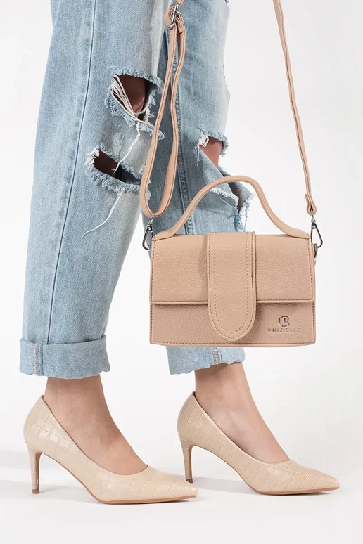 Beige kleine Tasche mit Griff