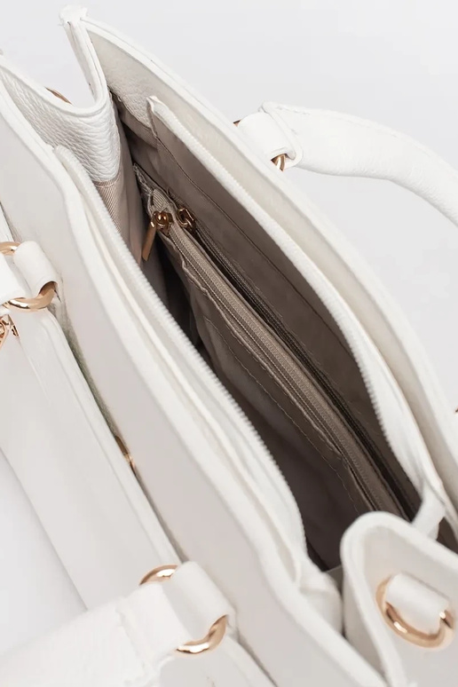 Weiße Handtasche mit Reißverschluss Weiße Handtasche mit Reißverschluss