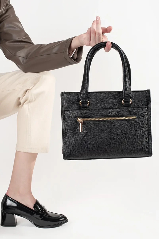 Schwarze Handtasche mit Reißverschluss