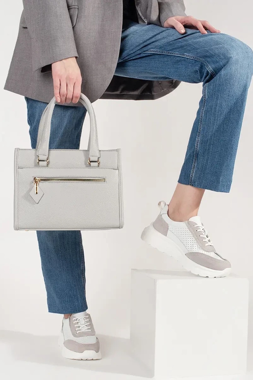 Graue Handtasche mit Reißverschluss