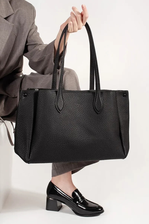 schwarze Shopper aus Kunstleder