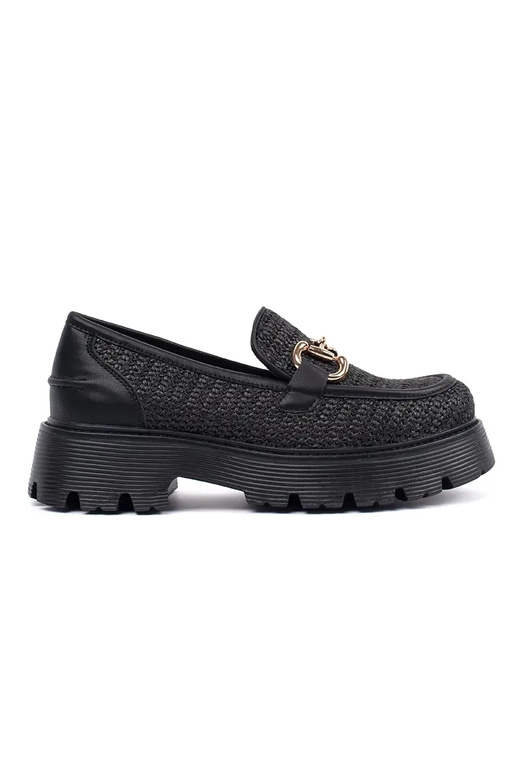 Schwarze Mokassins mit Plattform und... Schwarze Mokassins mit Plattform und...