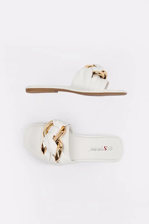 Flache Schlapfen für Damen in Weiß Flache Schlapfen für Damen in Weiß