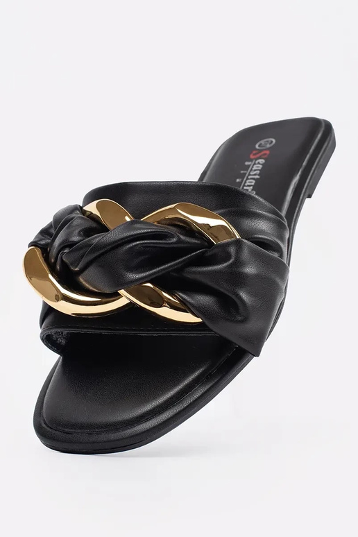 Flache Schlapfen für Damen in Schwarz Flache Schlapfen für Damen in Schwarz