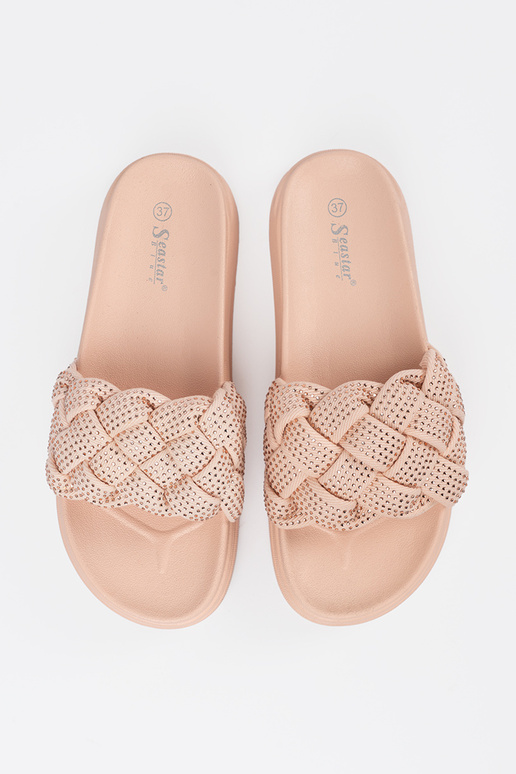 Pantoletten mit Kristallen in rosa Pantoletten mit Kristallen in rosa