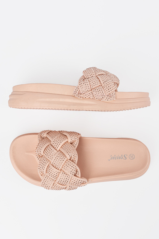 Pantoletten mit Kristallen in rosa Pantoletten mit Kristallen in rosa