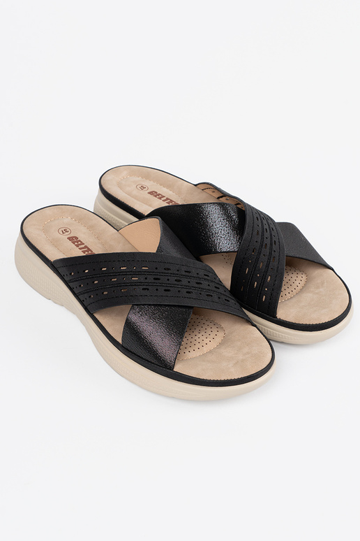 Pantoletten mit Plateau in Schwarz