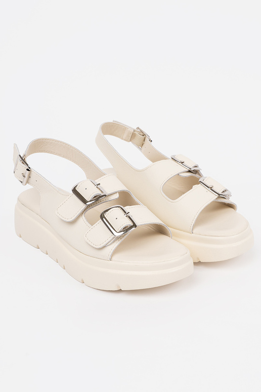 Sandfarbene Klassik-Sandalen mit...