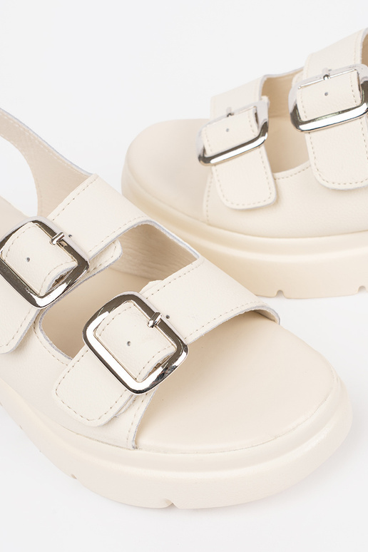 Sandfarbene Klassik-Sandalen mit...