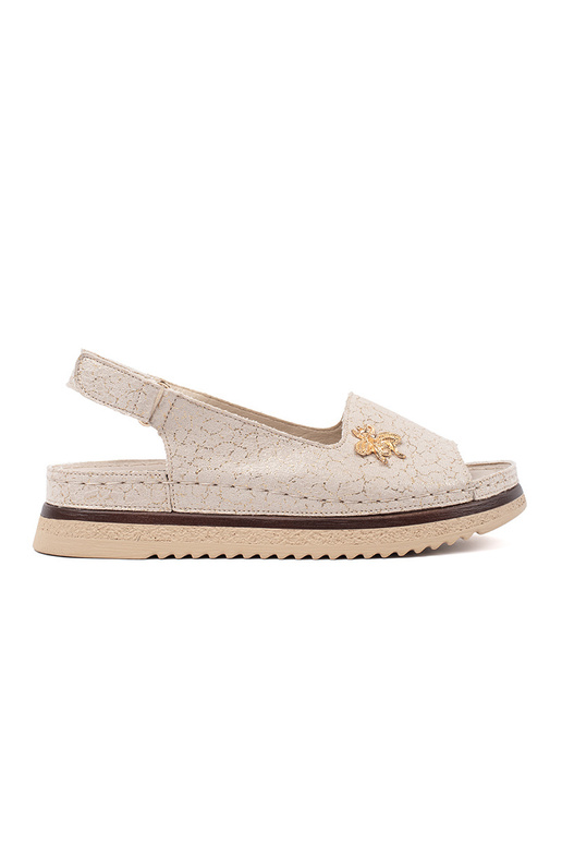 Beige Sandalen mit Plateau und Schnalle Beige Sandalen mit Plateau und Schnalle