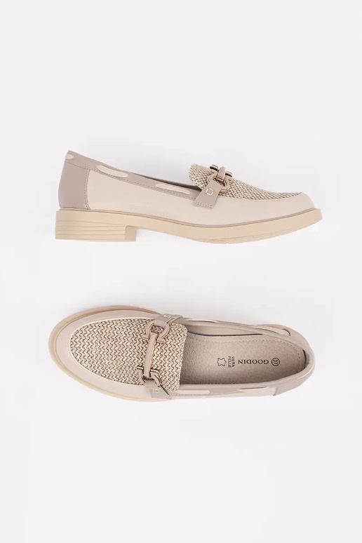 elfenbeinfarbene Mokassins mit...