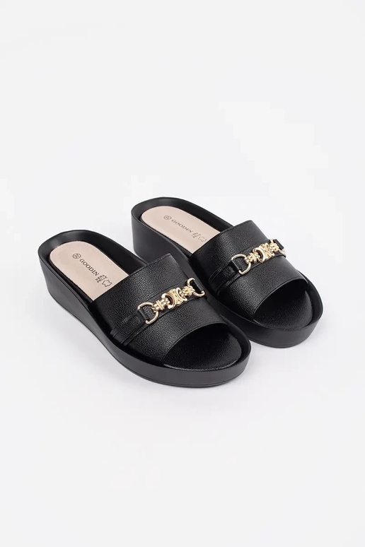 schwarze Damenflipflops mit Kette