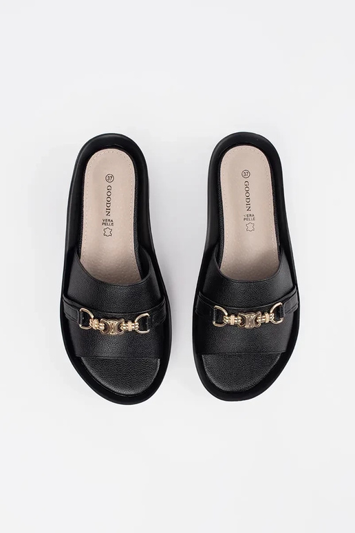 schwarze Damenflipflops mit Kette