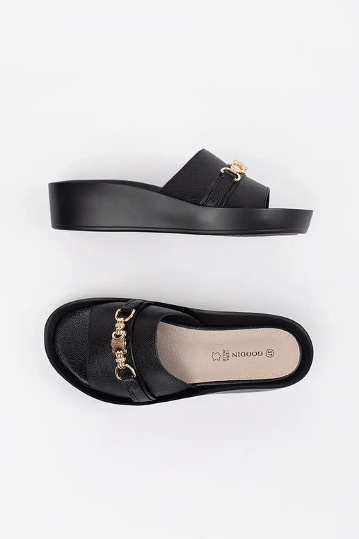 schwarze Damenflipflops mit Kette