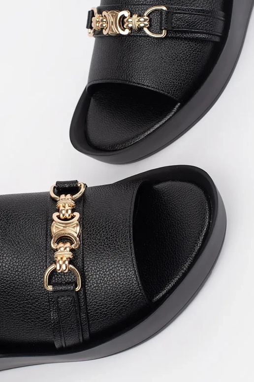 schwarze Damenflipflops mit Kette