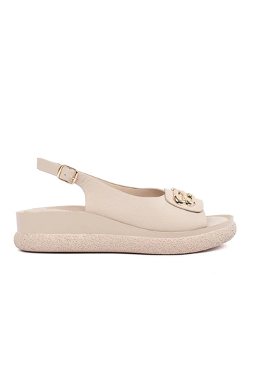 Flache Sandalen in beige...