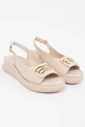 Flache Sandalen in beige... 2