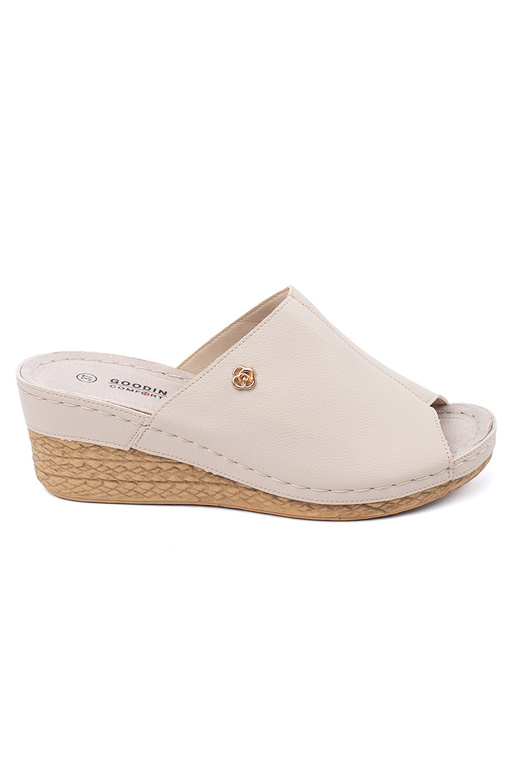 sandfarbene Wedgeslipper für Frauen sandfarbene Wedgeslipper für Frauen