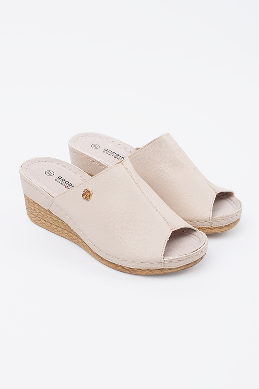 sandfarbene Wedgeslipper für Frauen sandfarbene Wedgeslipper für Frauen
