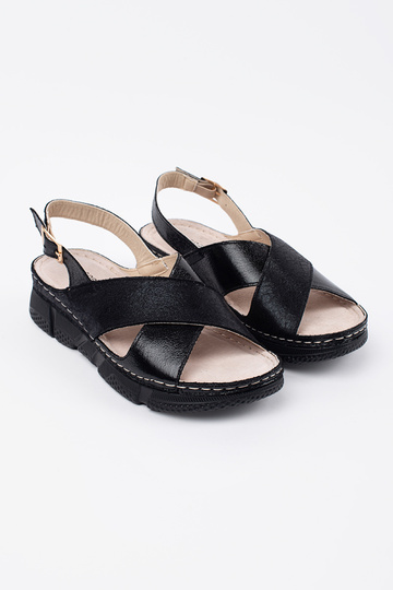 Schwarze flache Sandalen 2