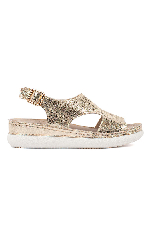 Goldene Sandalen auf hellem Absatz Goldene Sandalen auf hellem Absatz